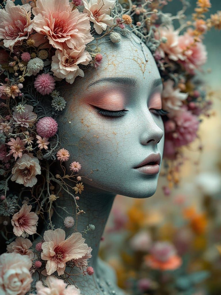 Lush Digital Art: Gentle Assemblage Composition