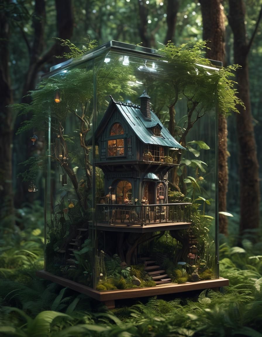 Enchanted Treehouse in Glass Box, Bizarre Optical Design