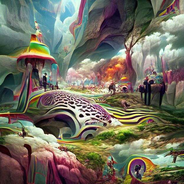 Fantastical landscape of the imagination; Psychedelic concept art