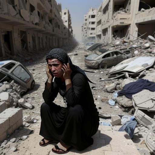 Palestinian Children in Grief Among Rubble