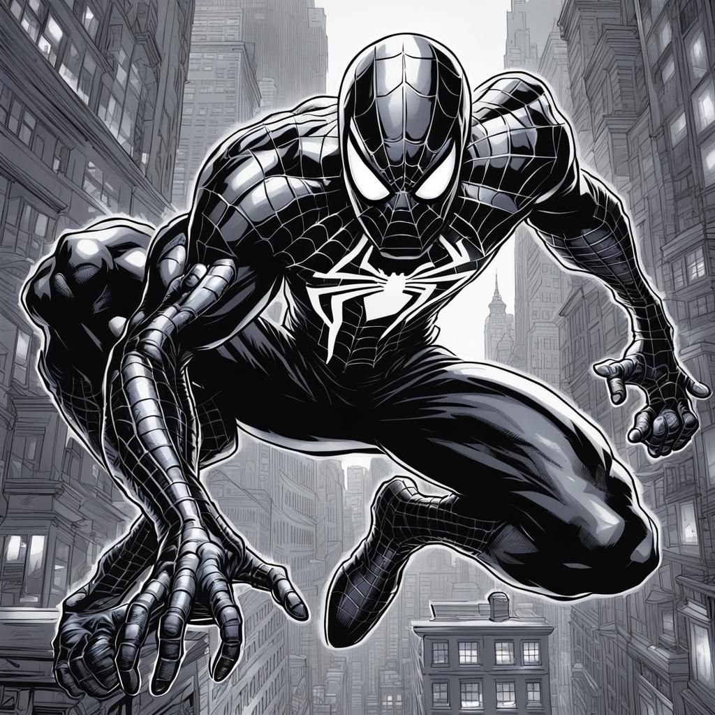 Monochrome Spider-Man Comic Book Art