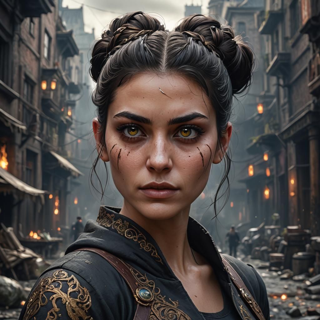 Girl with Dark Hair in Fantasy Concept Art
