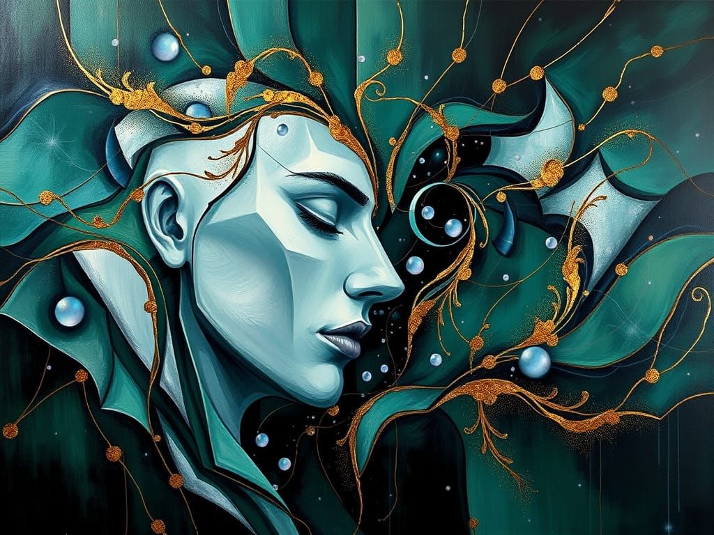 Surrealistic Masterpiece of Endless Love in Rich, Vibrant Co...