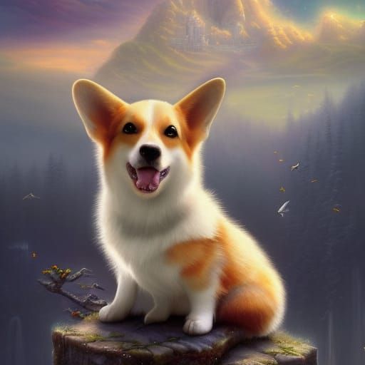 Adorable corgi with Beautiful background& adorable vibes& friendly vibes