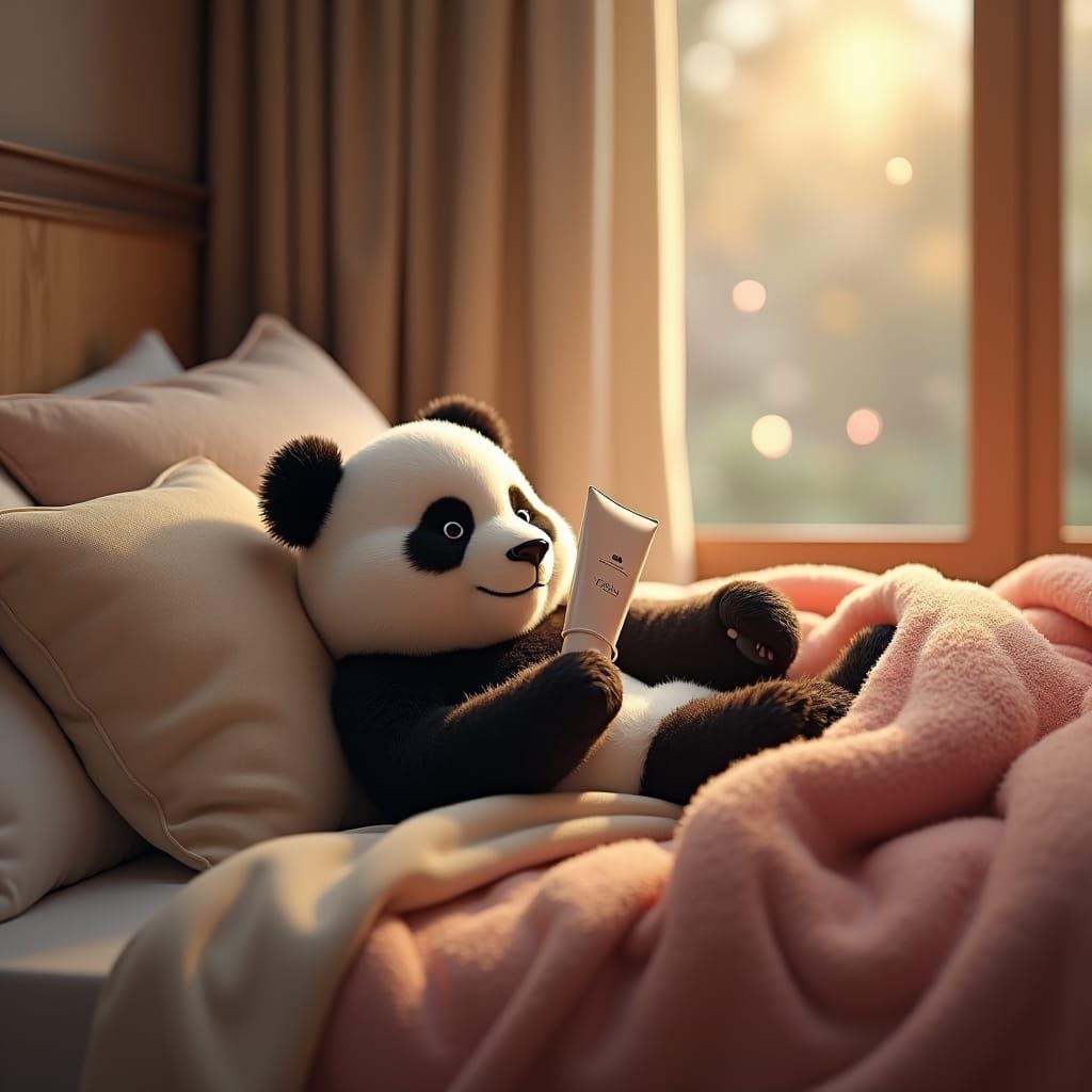 Panda's Bedtime Ritual: A Fantasy Concept Art