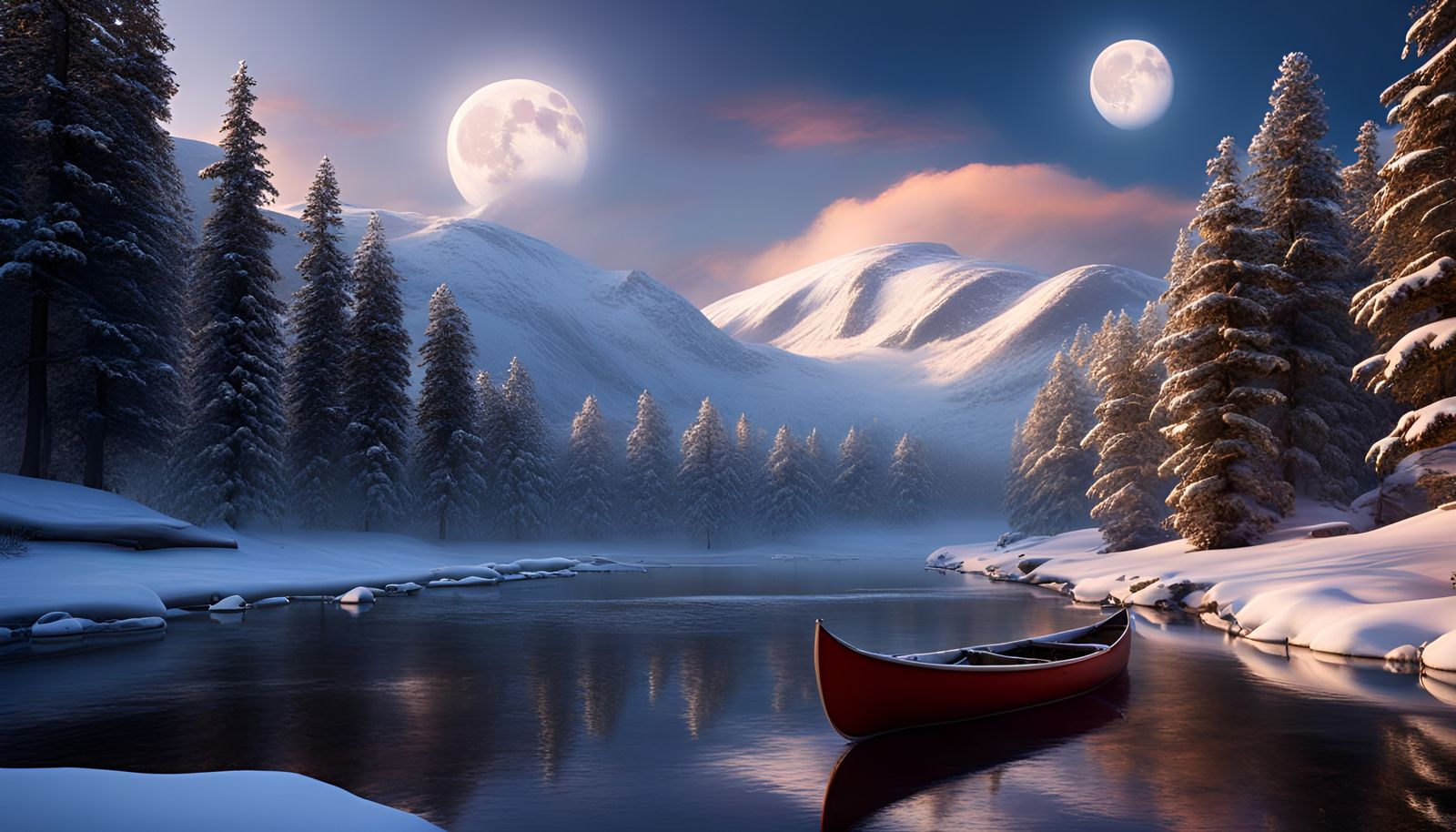 Double Moon Winter Riverscape.