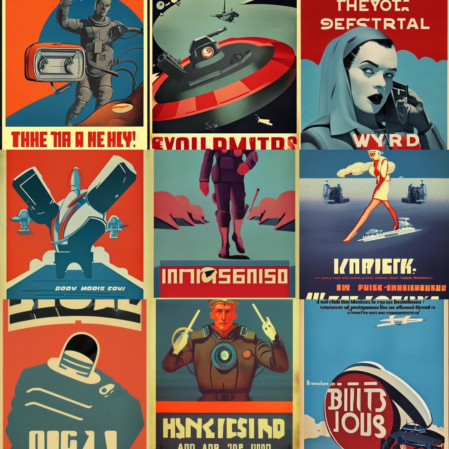 Retro Sci-Fi Dystopian Propaganda Poster