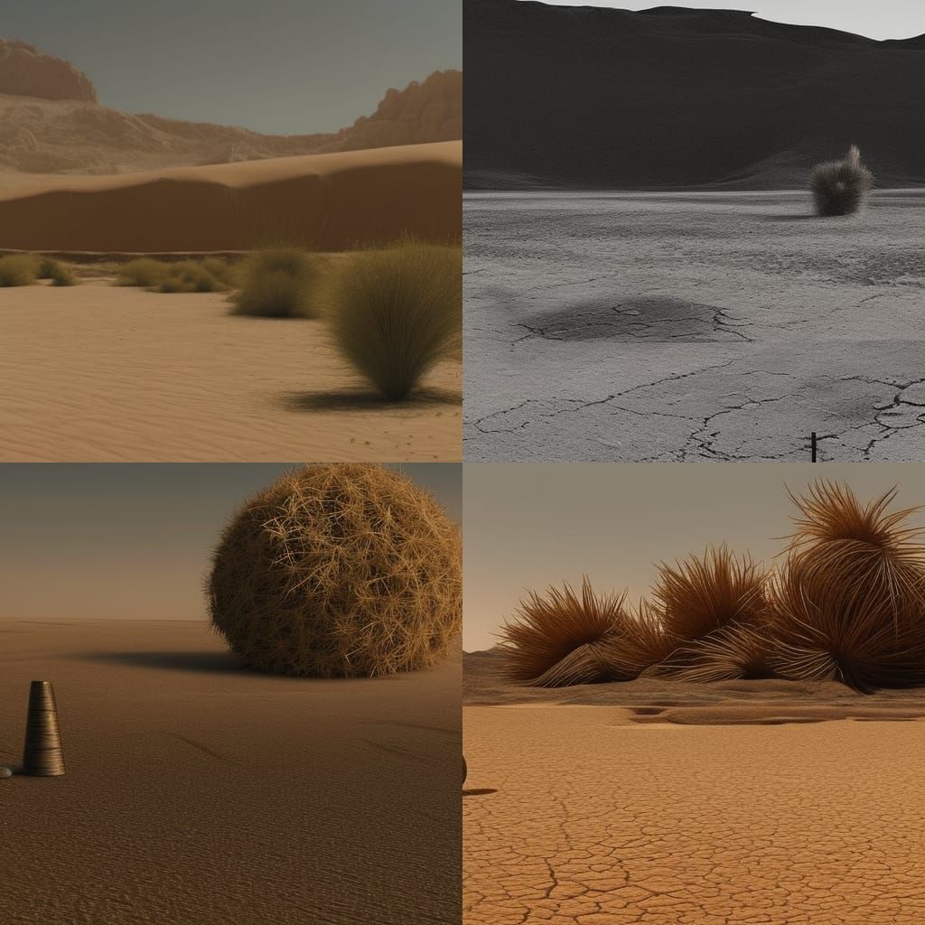Desert Wasteland with Tumbleweed: Digital Matte Painting