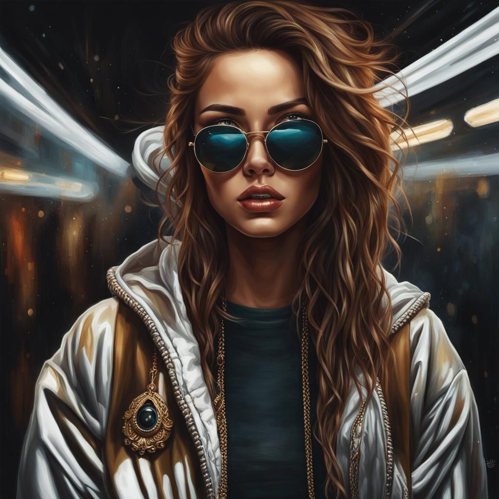 Hyperrealistic Portrait of a Chubby Girl with Piercings