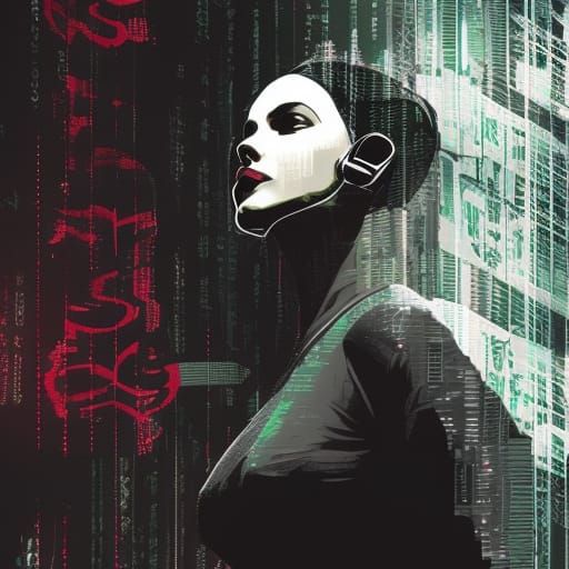 Cyberpunk Cyber Psycho Concept Art in Matrix Style