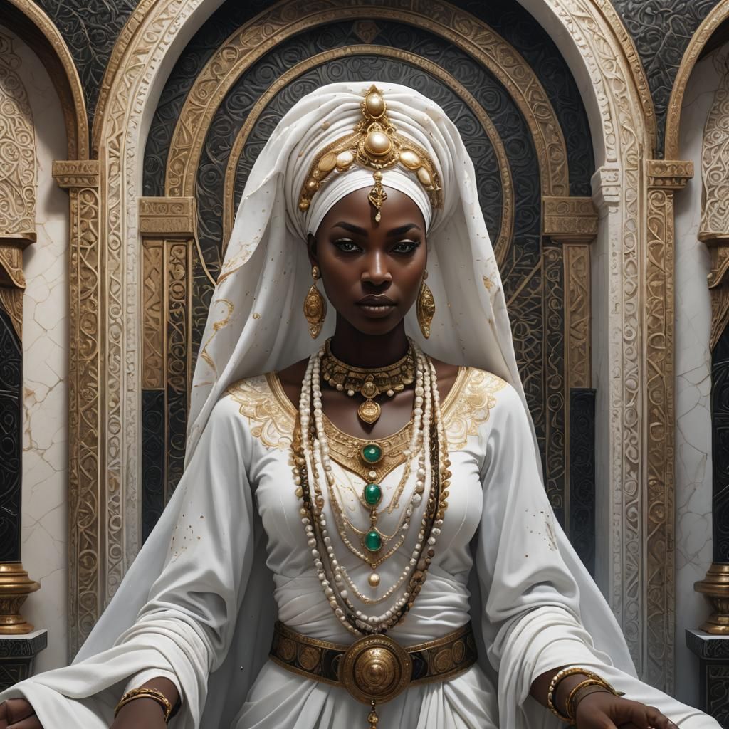 African Goddess Portrait in Alhambra Interior