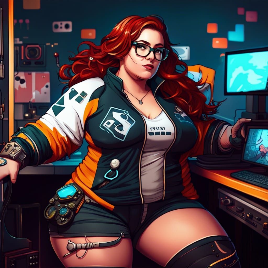 Plus Size Gamer Girl in Detailed Fantasy Art