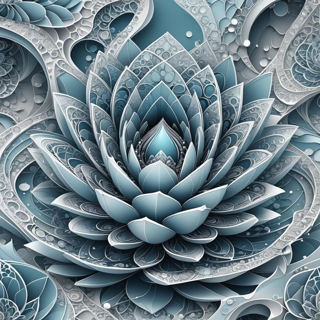 Futuristic Ice Lotus Boat in Abstract Style