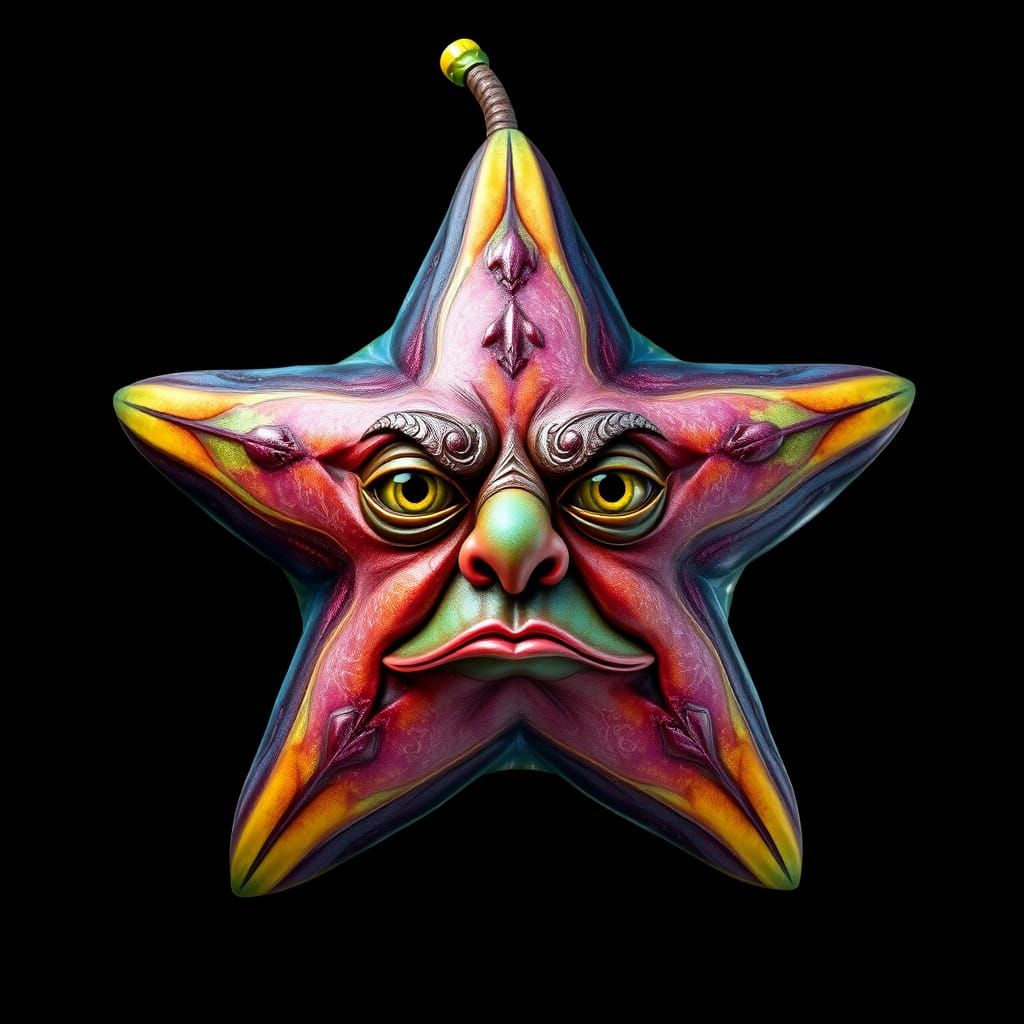 Regal Star Fruit Portrait in Dark Fantasy Style