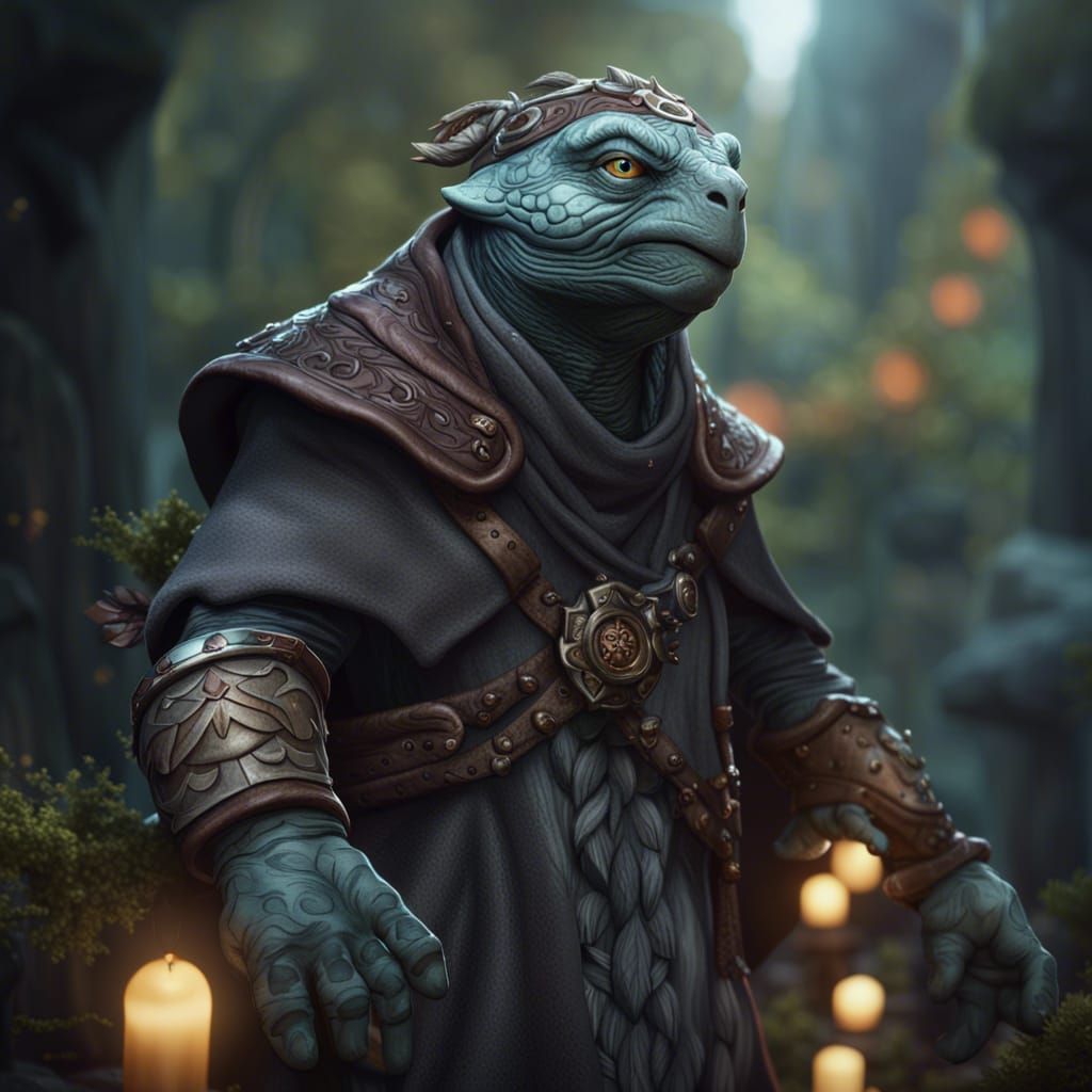 Fantastical Tortle Druid Character in Detailed Matte Paintin...