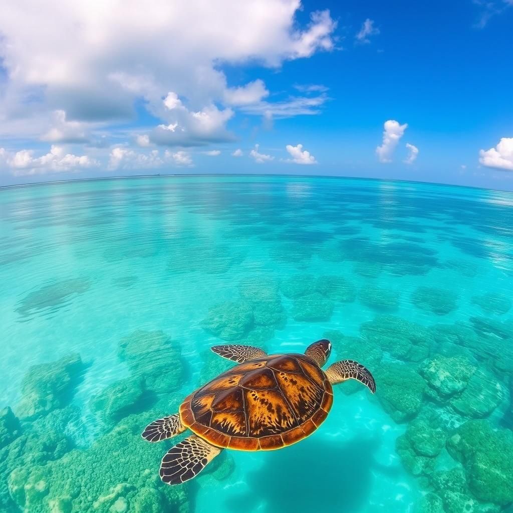 Sea Turtle at Funafuti, Tuvalu