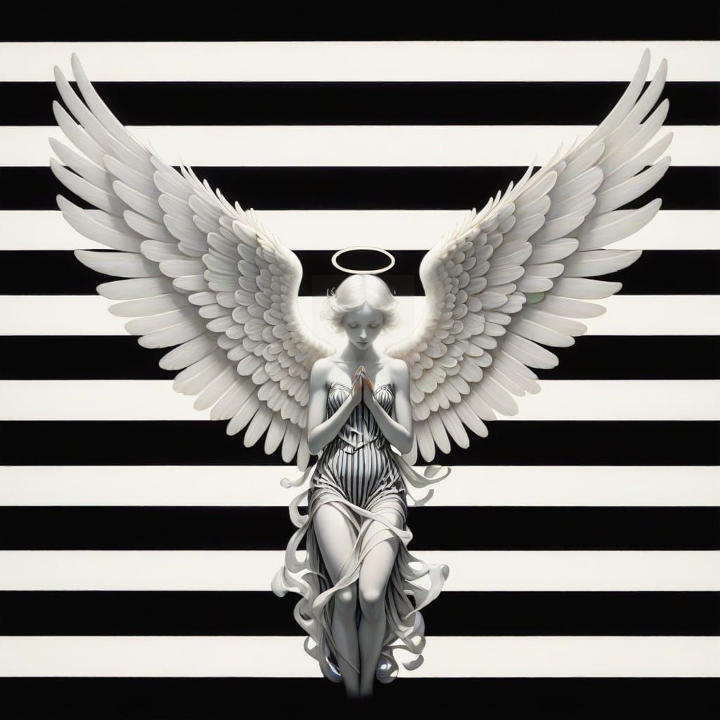 Striking Angel Illustration in Black and White