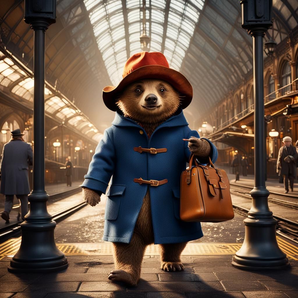 Paddington Bear at Paddington Station: Detailed Matte Painti...