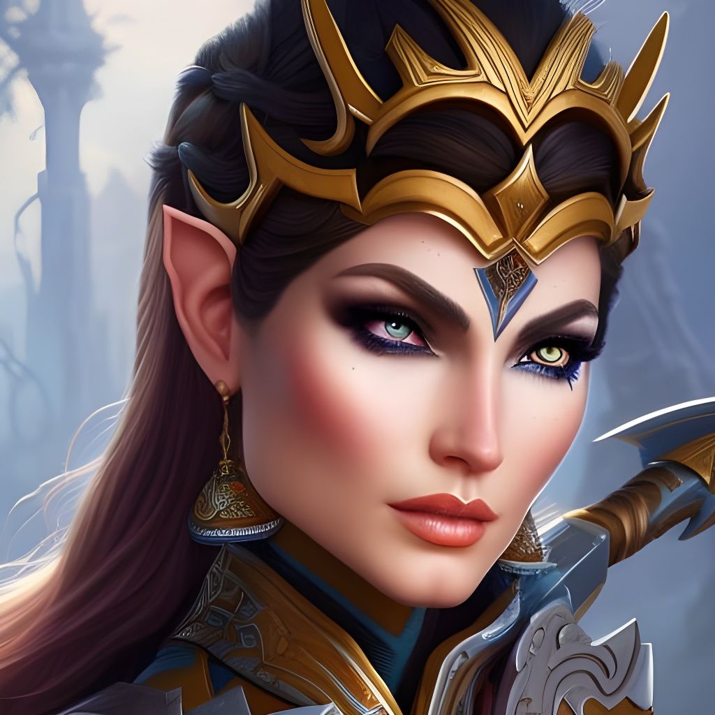Detailed Portrait of an Elven Warrior Girl