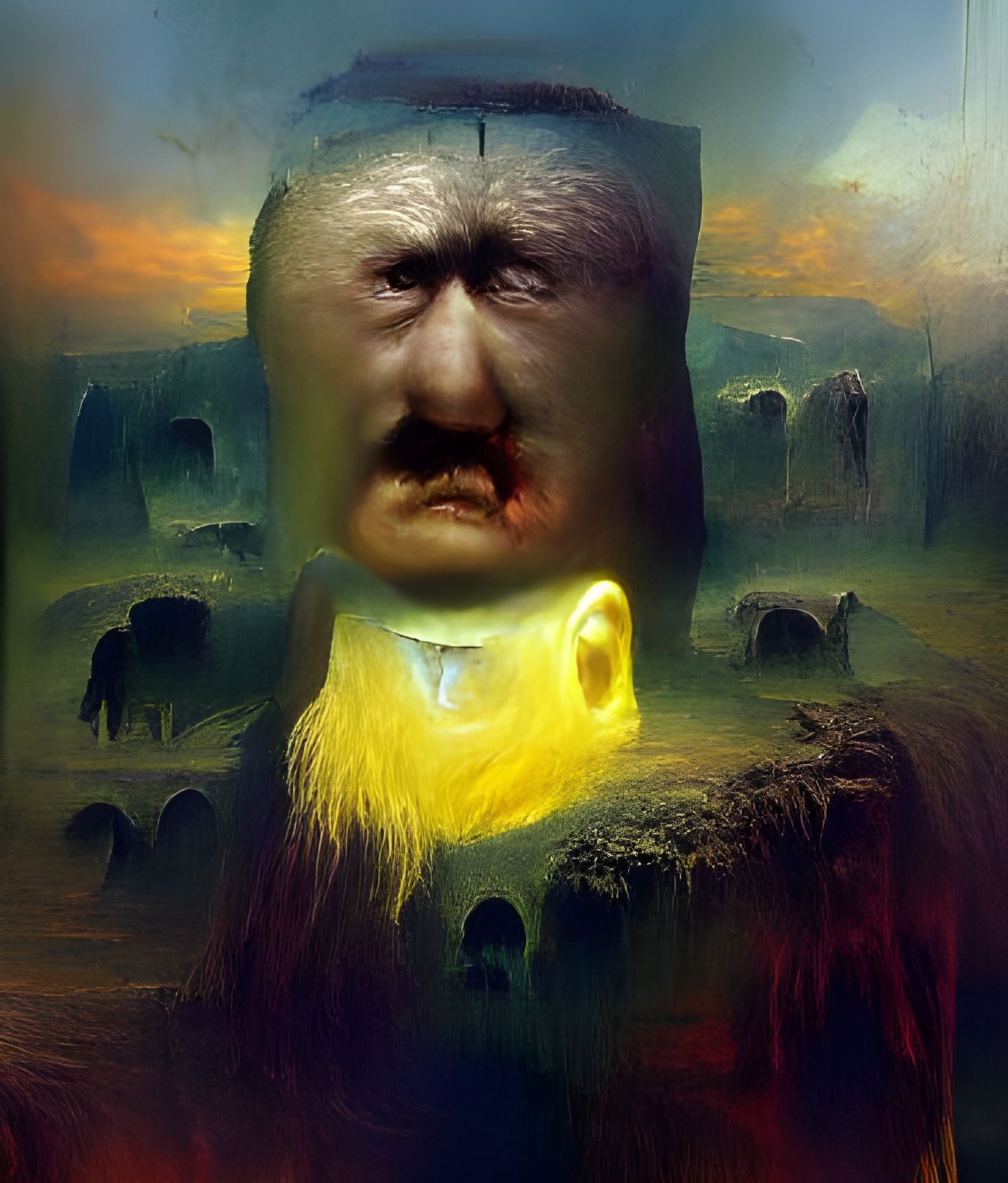 Creepy Monster Face in Dark Fantasy Style