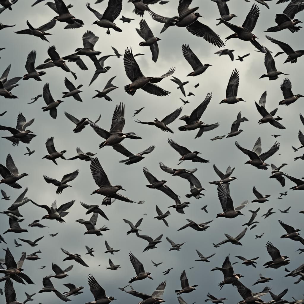 Birds in Flight: Hyperrealistic Cinematic Composition