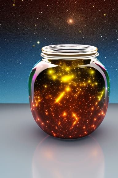 Universe in Crystal Jar: 3D Render in Neon Lighting
