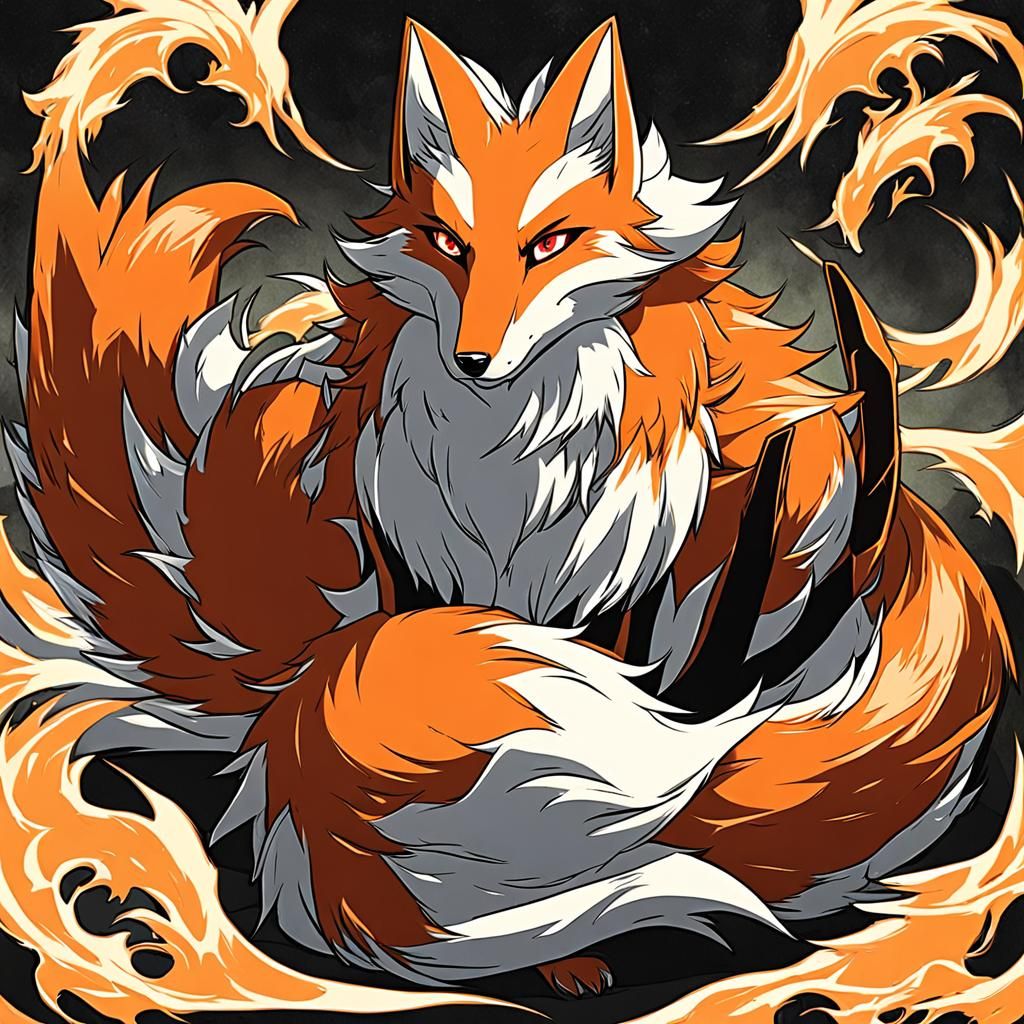 Anime Nine-Tailed Fox Sitting