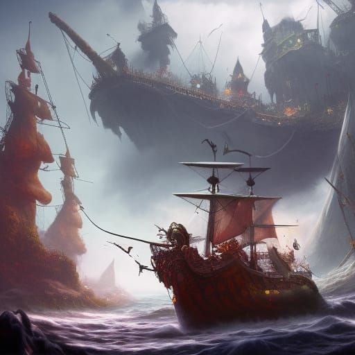 Detailed Matte Painting of a Dead Pirate