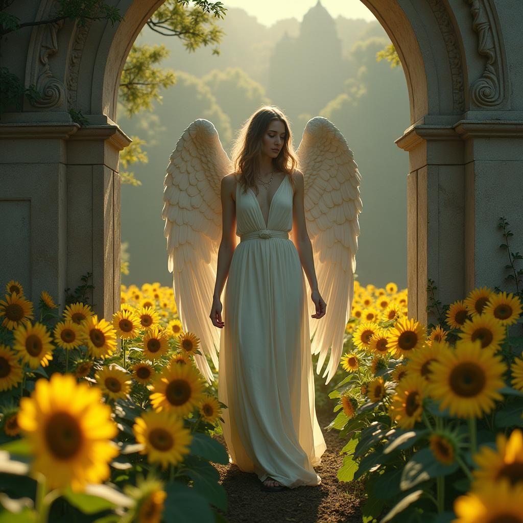 Angel in Sunflower Field: Cinematic Resurrection Scene