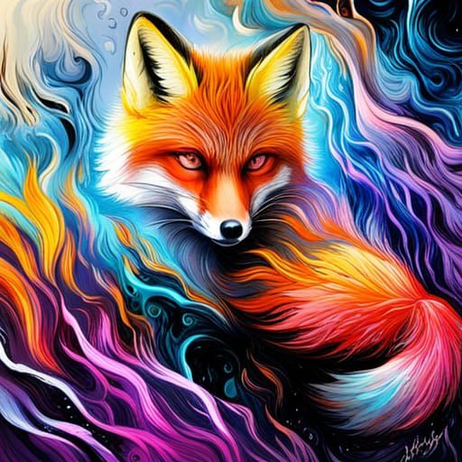 Anime Fox in Graffiti Splash Art Style