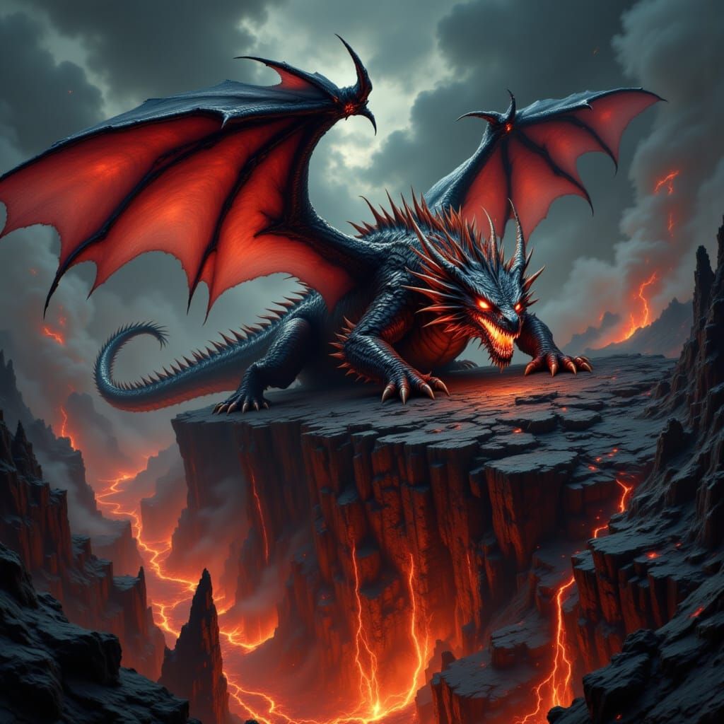 Majestic Western Dragon Dominates Volcanic Landscape