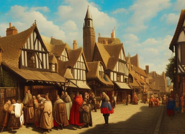 Medieval Market Day: A Renaissance Painting