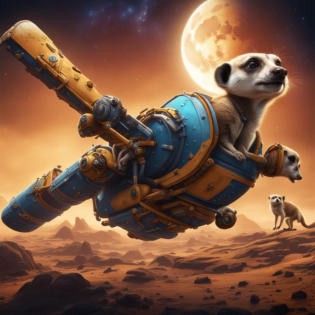 Meerkats on Lunar Expedition: Fantasy Concept Art
