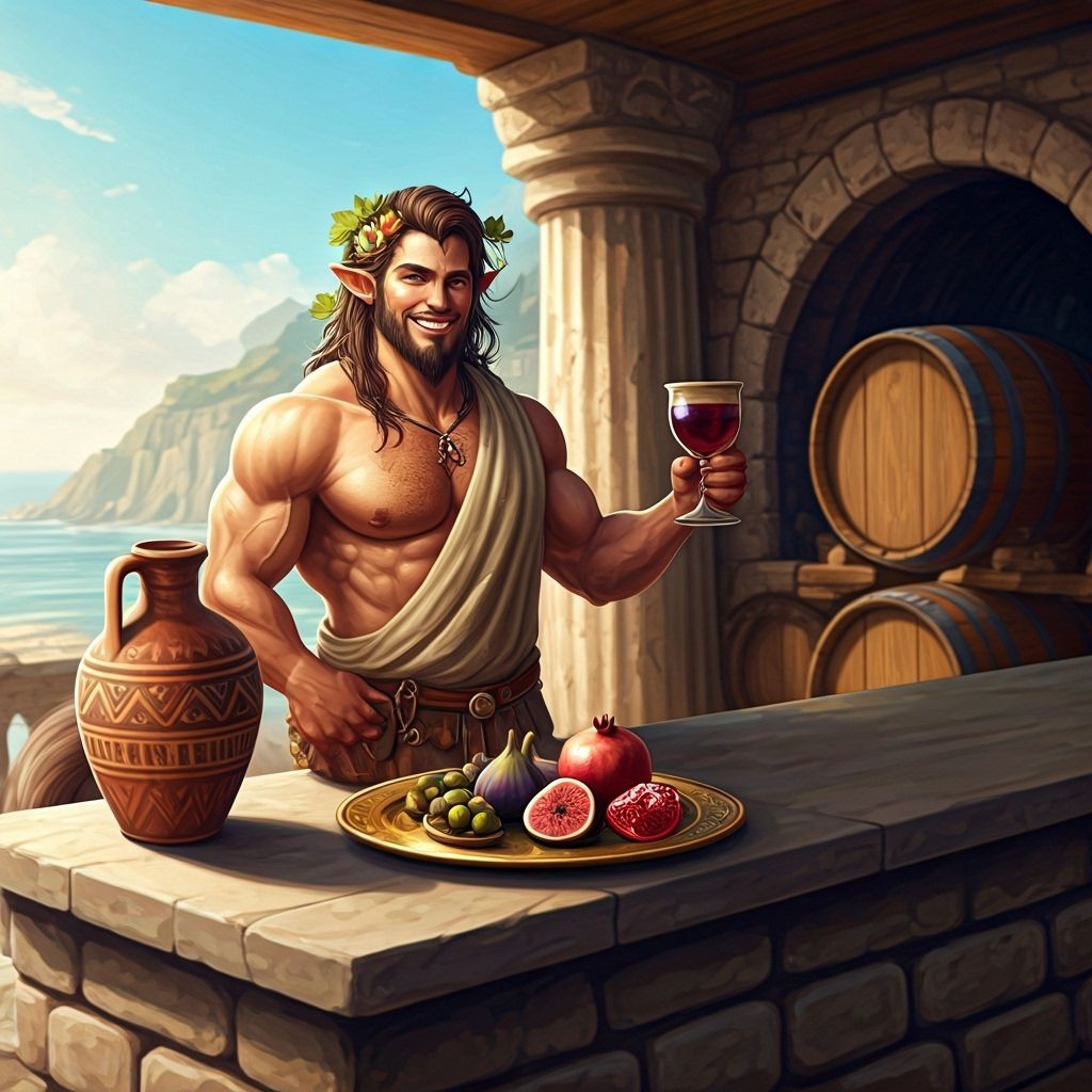 Centaur Innkeeper at Ancient Ruin: A Sun-Drenched Scene