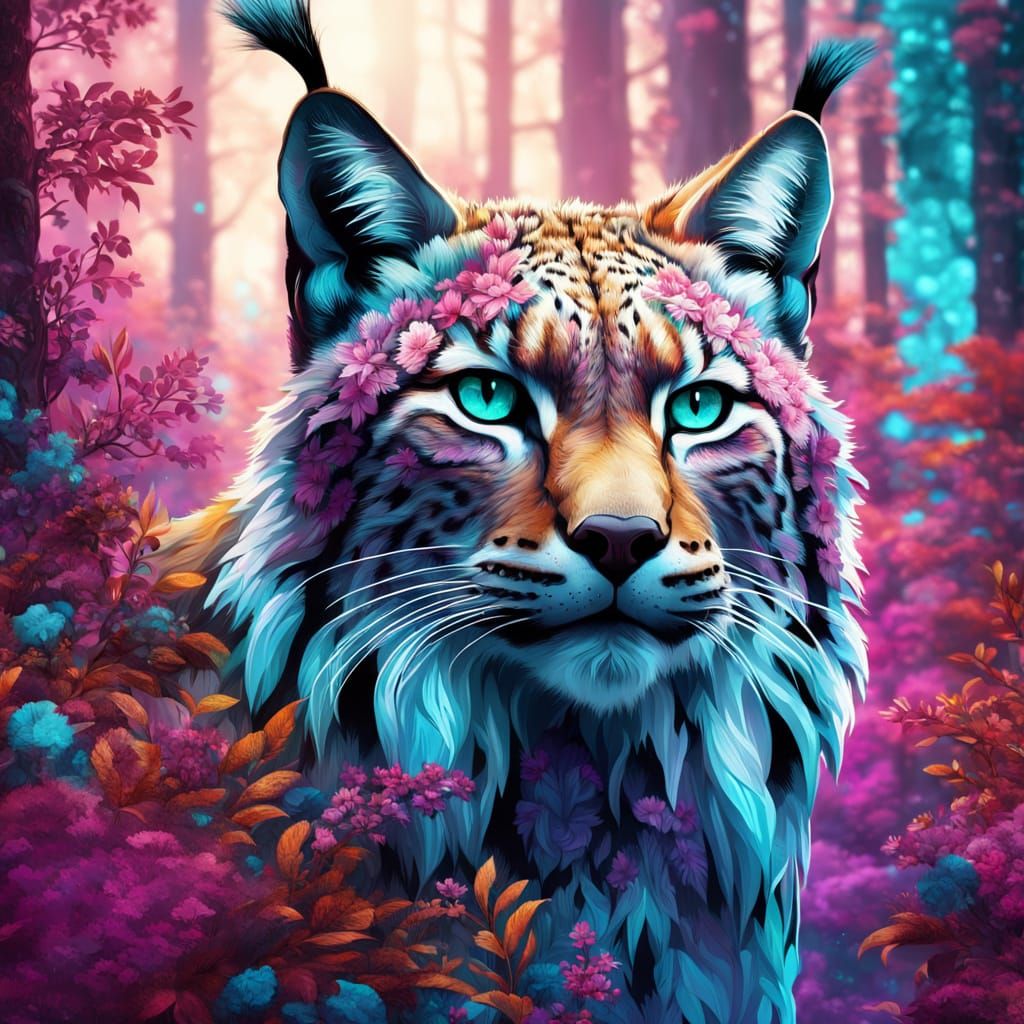 Lynx in Magical Forest: Hyperrealistic Concept Art