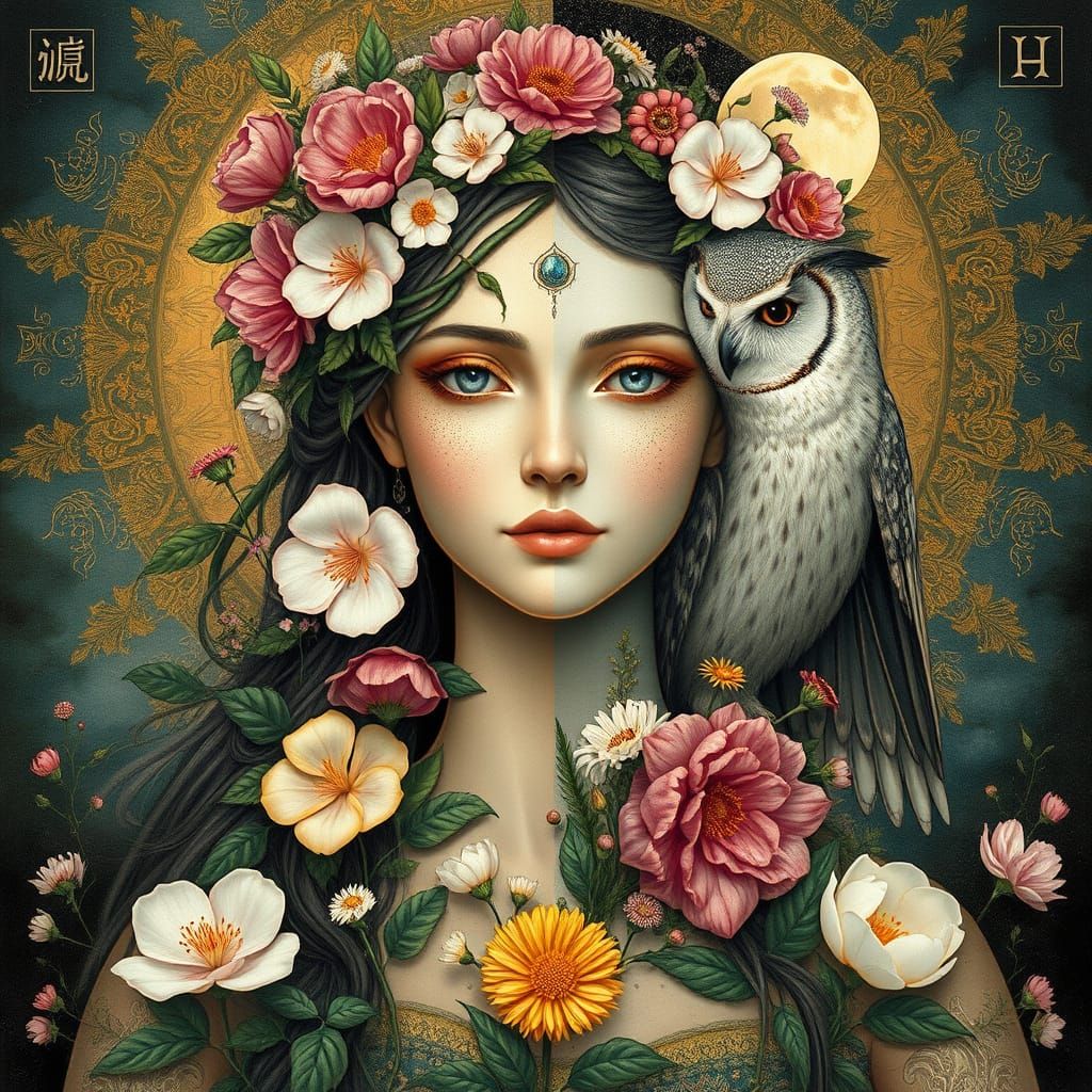 Regal Flower Goddess Embodies Light Half of the Year