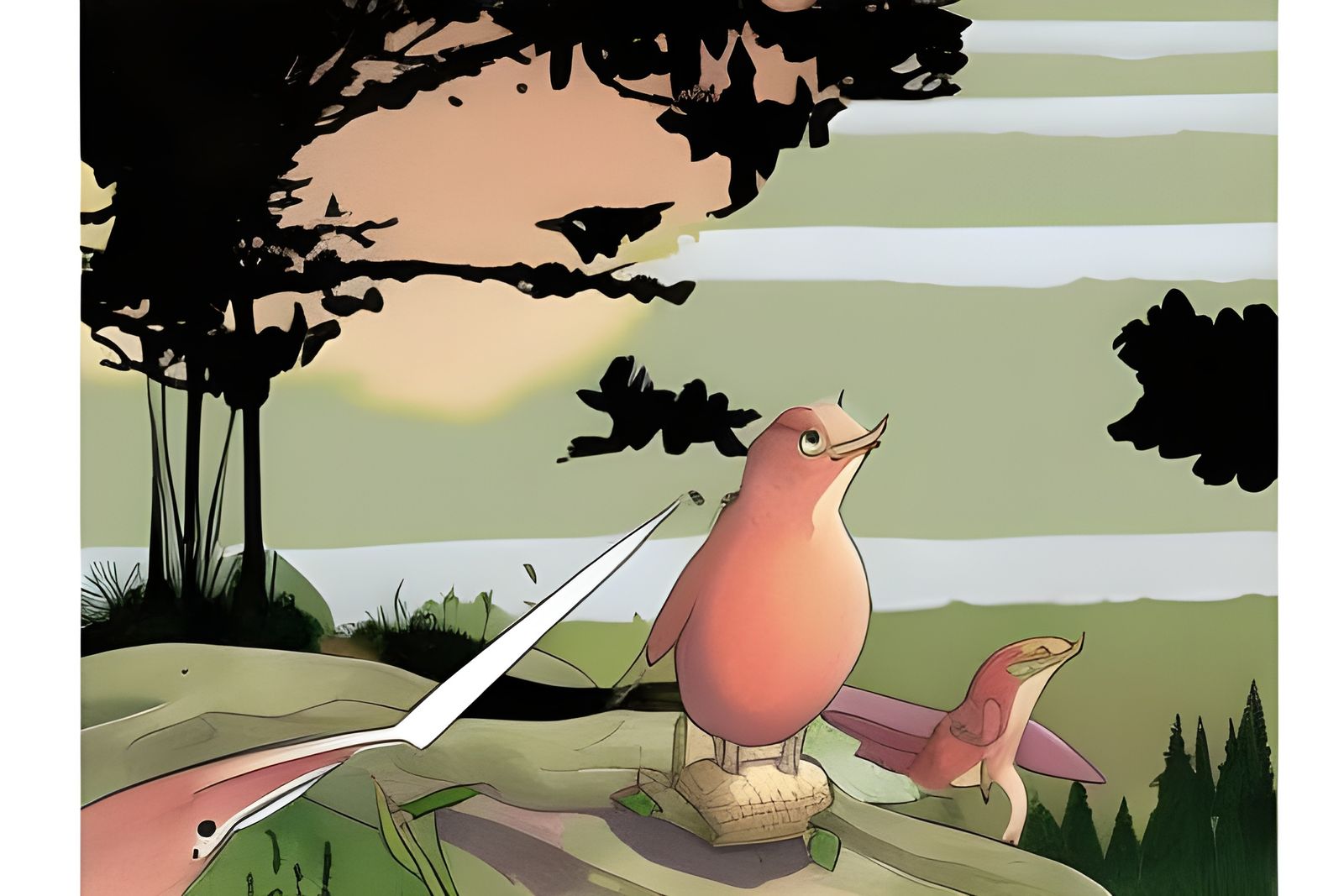 Deciduous Forest Terrarium Illustration in Art Nouveau Style