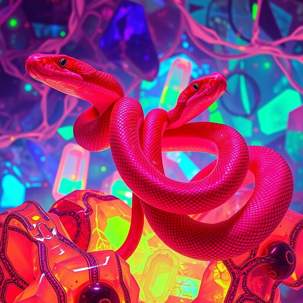 Gemstone Jungle Pit Vipers in Psychedelic Bioluminescence