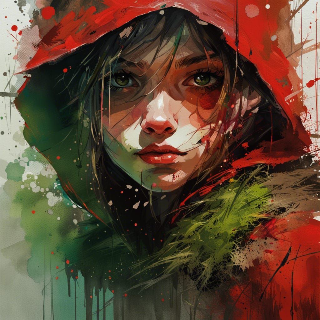 Little Red Riding Hood and Wolf Portrait