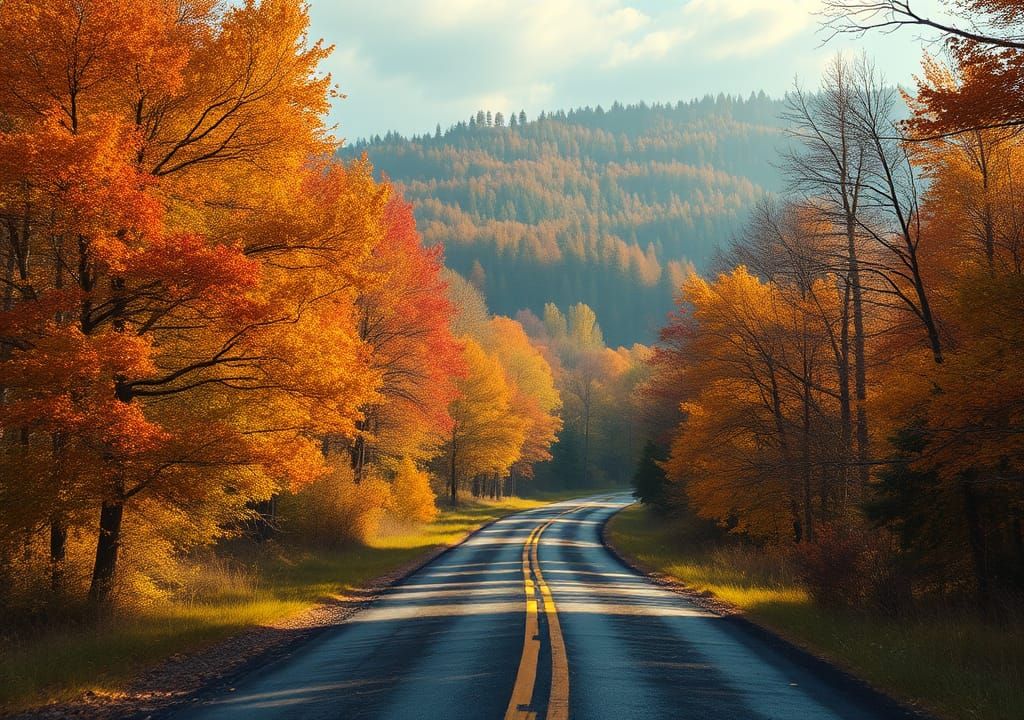 Hyperrealistic Autumn Forests and Nostalgic Roads