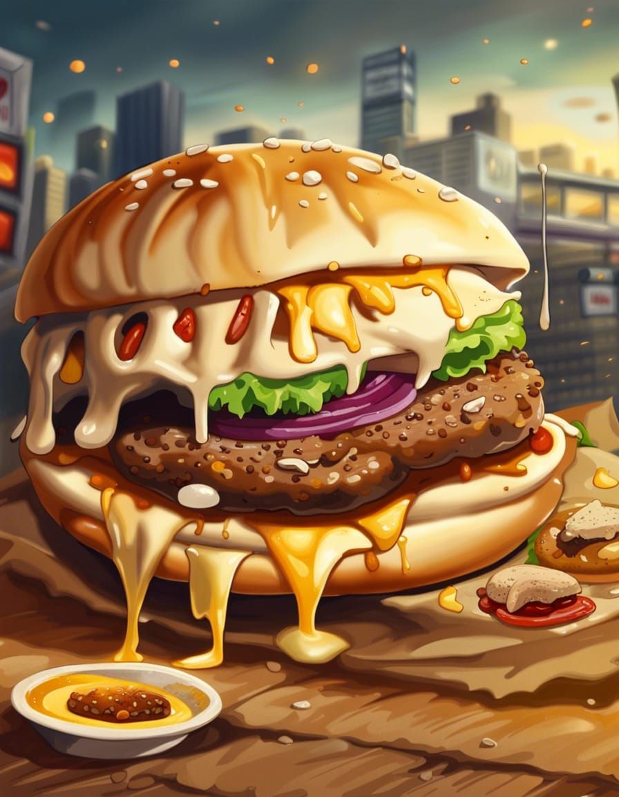 Cartoon Street Food: Pita Burger with Tahini