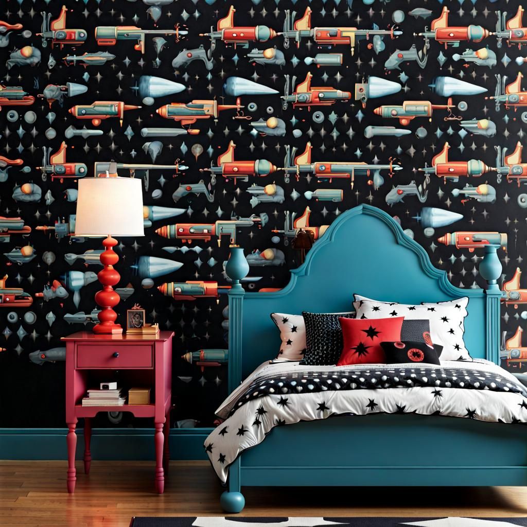 Raygun Gothic Wallpaper for Child's Bedroom