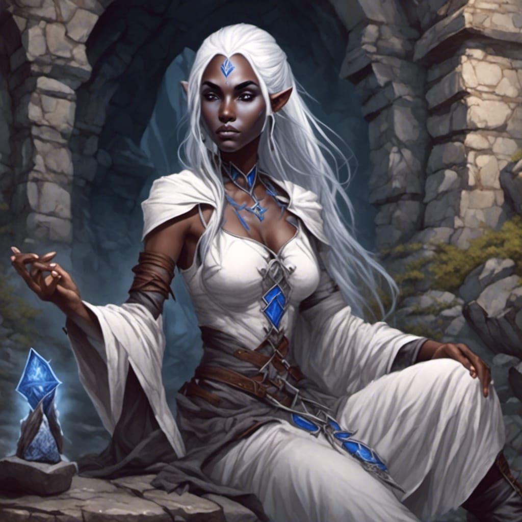 Drow Magic User Casting Spell on Stones