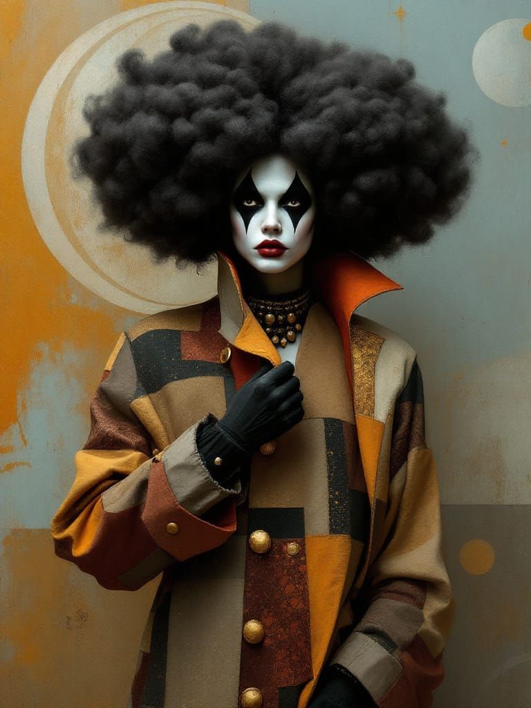 Harlequin Figure in Art Nouveau Style