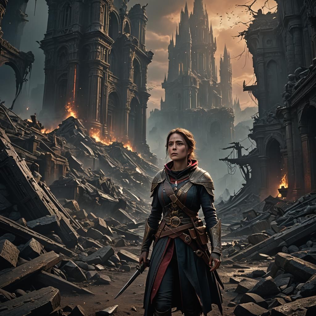 Desperate Woman in Dark World: Fantasy Concept Art