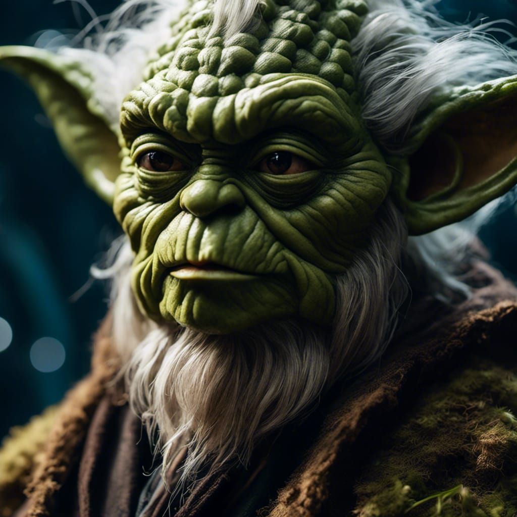 Close-Up Bearded Yoda in Fantasy Style