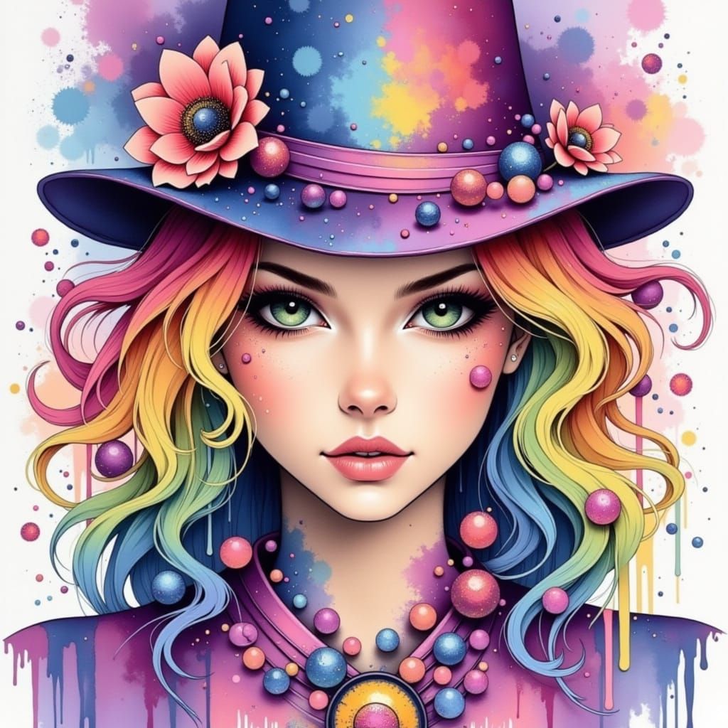 Stylized Ink Figure Emerges from Pen as Matte Painting