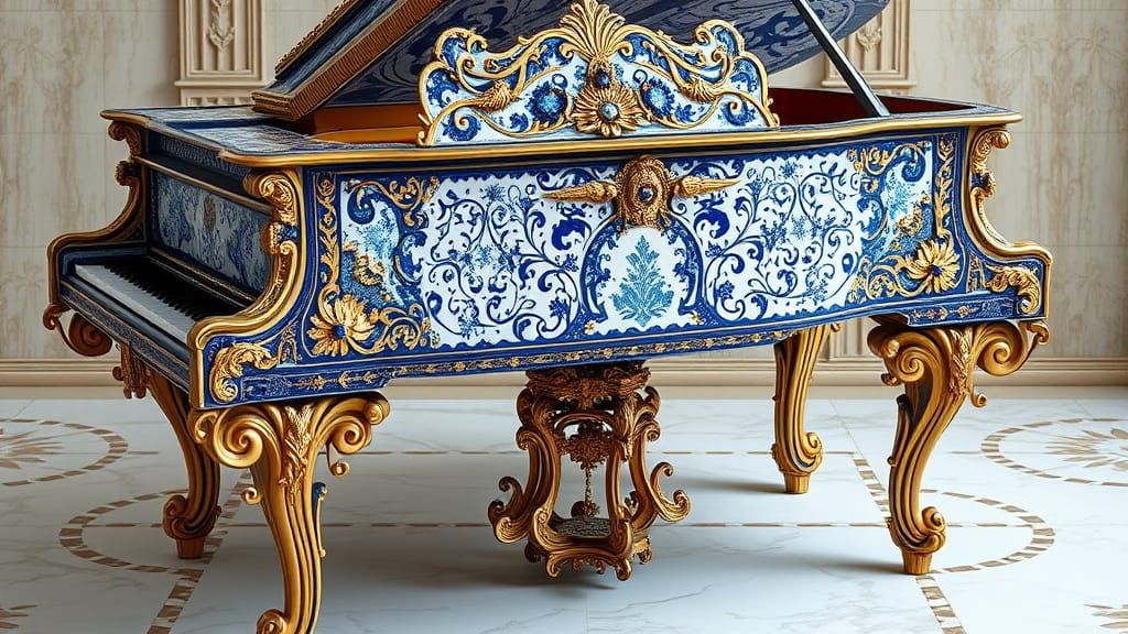 Baroque-Inspired Piano in Exquisite Fabergé Style