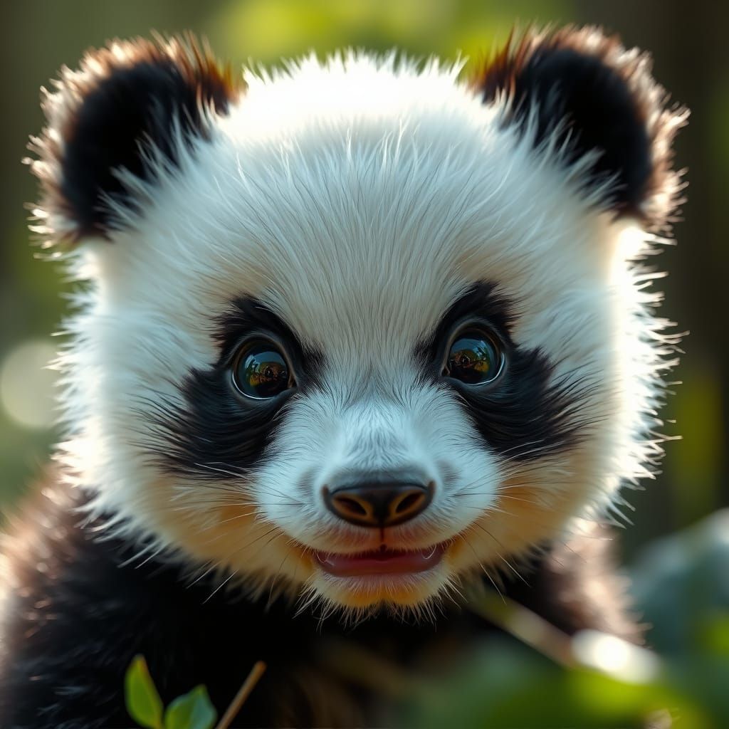 Detailed Baby Panda Face with Cinematic Lighting