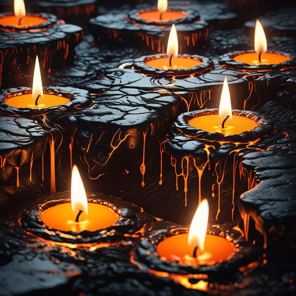 Blazing Candles Unite in a River of Lava and Steam